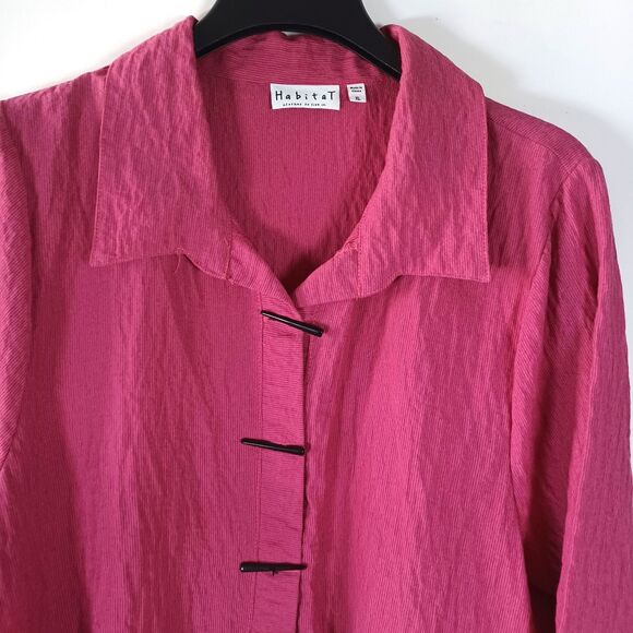 Habitat Clothes to Live In XL Pink Textured Long Sleeve Button Up Casual Top - Picture 3 of 8